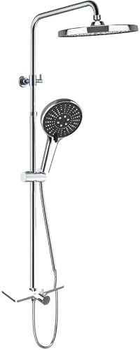 Garvee Garvee con 1 set de grifo con canal de cobre y estante, ducha extensible de acero inoxidable y plástico, juego de ducha de mano con pistola pulverizadora