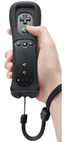 SATKIT Télécommande Compatible Console de Jeux avec Motion Plus Intégré Noire Capteur 6 Axes Bluetooth Vibreur