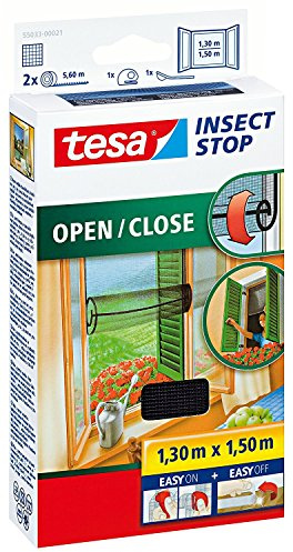 2er Pack tesa Fliegengitter für Fenster zum Öffnen und Schließen, durchsichtig, bis 1,3m x 1,5m