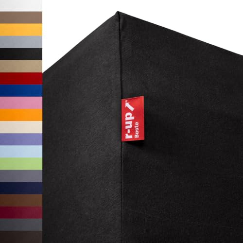 r-up Beste Spannbettlaken 180x200-200x220 bis 35cm Höhe viele Farben 95% Baumwolle / 5% Elastan 230g/m² Oeko-TEX stressfrei auch für Boxspringbetten (schwarz)