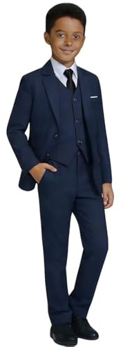 Boys Suit Formal Ring Bearer Outfit for Boy Kids Navy Blue Suits Size 10