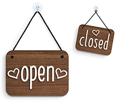 SIGNS | Shabby Chic Decor - Open Closed - Cartel doble cara signo [OC23] Abierto Cerrado - Placa de la puerta colgante de doble cara - Letrero de la tienda comercial reversible