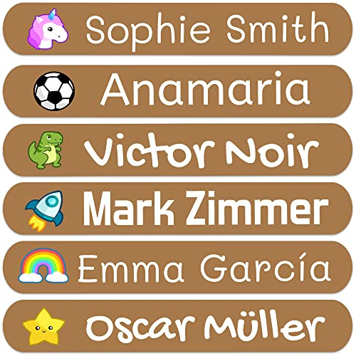 50 Namensaufkleber zum Aufbügeln Personalisiere für Kinder. Bügeletiketten für Kleidung, Schule & Kindergarten (6x1 cm)