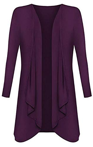 Candid Styles Womens Ladies Plus Size Long Sleeve Waterfall Cardigan Top Duster Coat Jacket, XXXL 24-26 Plus Size, Purple