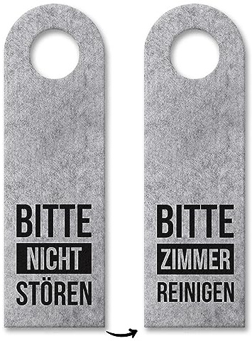 Bitte nicht stören oder Bitte Zimmer reinigen Türhänger mit Balken in Grau Hotel