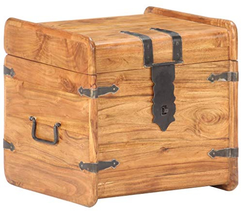 TEWTX7 Aufbewahrungstruhe aus Akazie Massivholz Truhentisch Aufbewahrungsbox als Couchtisch Beistelltisch, Truhe