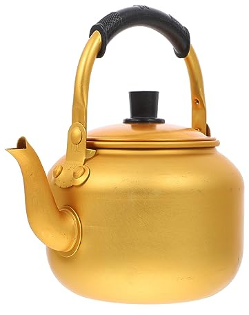 DOITOOL 1l Yellow Aluminium Tea Kettle with Large Capacity and Hawk Mouth Spout Design, for Hotel and Restaurant Use, Stovetop Whistling Tea Kettle for Serving