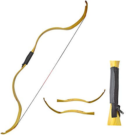 ZZYB Traditioneller Langbogen Takedown Recurve Bogen 20lbs Handgemachter Holzbogen Bogenschießen Jagdbogen (Gelb)