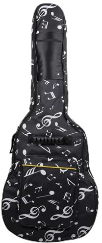 SUQ Borsa impermeabile Oxford per chitarra, 40/41pollici Custodia per Chitarra Classica, Chitarra Acustica in Tessuto Oxford con Tasca per Leggio Musicale, Doppia Cinghie da Spalla Regolabile (Nero)