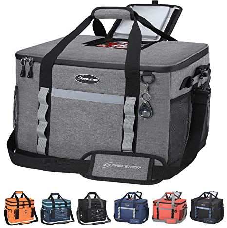 Maelstrom Collapsible Soft Cooler Bag,35/55/75 Cans Beach Cooler with Flip Top Lid, Ice Chest, Leakproof & Portable for Beach, Camping, Road Trips & Grocery Shopping (Grey, 75 Can)