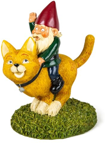 BigMouth Figura Decorativa de jardín con gnomo Montando un Gato