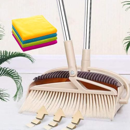 Long Handled Dustpan and Brush, Broom and Dustpan Set (BEIGE DP 1 PACK)