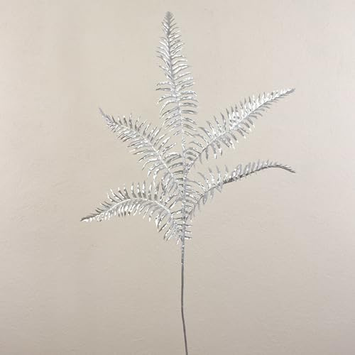 artplants.de Deko Boston Farn Zweig Nakhon, Silber, 100cm - Kunststoff Zweig
