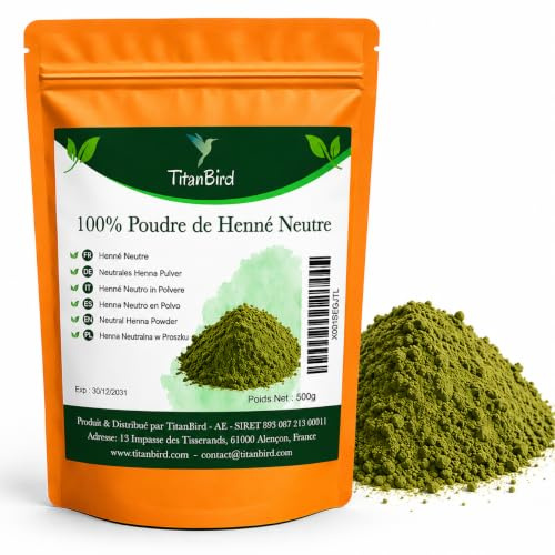 TitanBird 500 g Henné Neutro in Polvere Incolore - Cura dei Capelli Origine: Montagne dell'Atlas 100% Naturale, Puro e Senza Additivi | Qualità Finissima Superiore