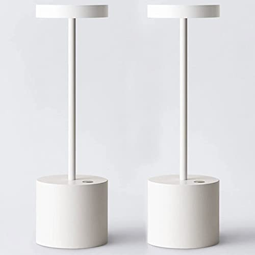 HYMZP Lampada da Tavolo Senza Fili，5000mAh Ricaricabile LED Lampada da Tavolo,Dimmerabile, Luce per Ristorante/Interno/Esterno-Bianco