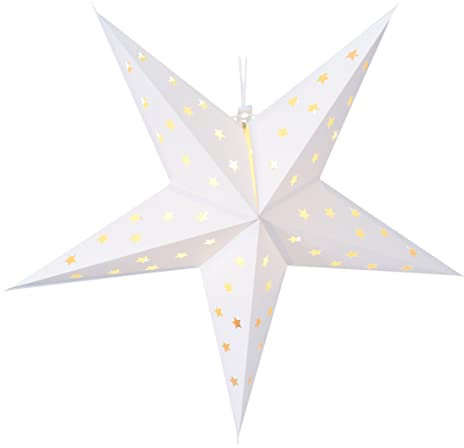 ZauberDeko Papierstern mit LED Weiß Weihnachten Deko Anhänger Stern 60cm