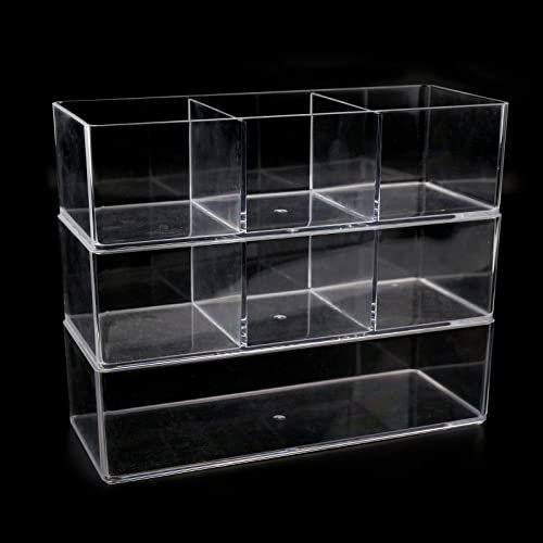 suaywo 3er Set Abnehmbar Kosmetik Schmink Aufbewahrung Stapelbar Durchsichtig Kosmetik Organizer Acryl für Lidschatten, Puderdosen, Rouge Bad oder Schlafzimmer