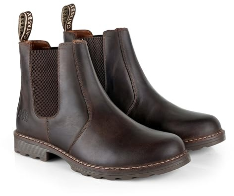 Catesby Galway Premium Leather Mens Boots Lightweight Durable Dealer Boots For Men, Waxy Brown, UK 10
