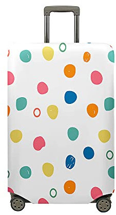 Morbuy Elastisch Reise Kofferhülle Punktmuster Kofferschutzhülle Koffer Schutzhülle mit Reißverschluss Luggage Cover Waschbar Gepäck Cover mit Kofferschutz-Bezug (Weiss,XL (30-32 Zoll))