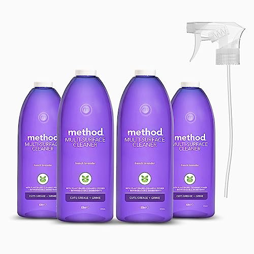 Method All Purpose Cleaner Spray, Cuts Grease and Grime, Surface Cleaner, French Lavender Scent, Pack of 4, 4x 828ml