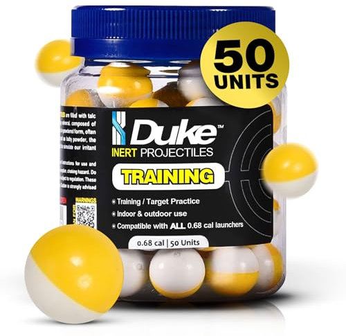 Duke Impact Training - Proyectiles INERT de calibre .68, munición no letal de bola de polvo para entrenar una autodefensa (50)
