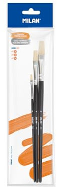 MILAN® Borsa 3 Pennelli Piatti Serie 501# 2, 8 e 12