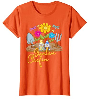 Blumen und Wichtel Motiv Gärtnerin Spruch Garten Chefin T-Shirt