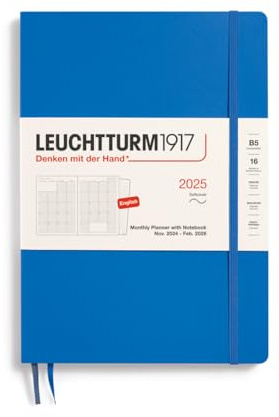 LEUCHTTURM1917 370711 Monatsplaner & Notizbuch Composition (B5) 2025, 16 Monate, Softcover, Sky, Englisch