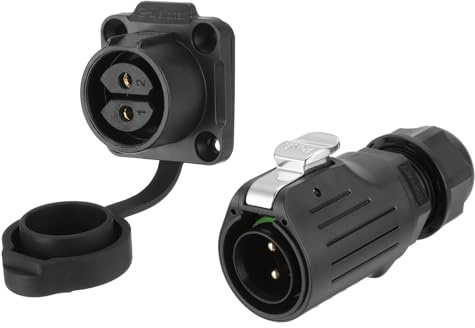 sourcing map LP20 2 Pin Waterproof Connector, IP68 Circular Connectors Male Female Aviation Plug M20 Fast Locking Flange Socket for LED Electrical (500V, 20A)