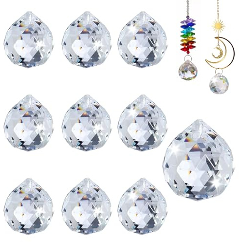 10 Stück Kristall Sonnenfänger, 20mm Klare Sonnenfänger Kristalle, Kristalle Aufhängen Prisma, Lichtfänger Kristall, Hängend Glasprisma für Fenster Ornament,Wedding Home Decor