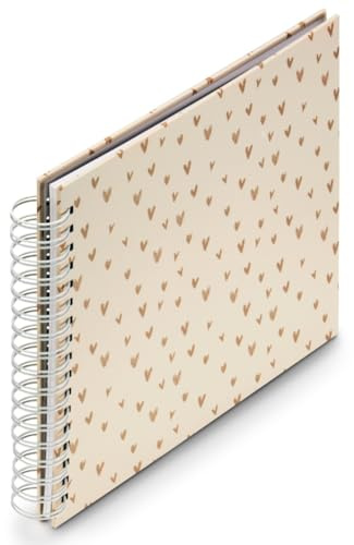 Hama Fotoalbum, Spiralalbum für 100 Fotos im Format 10 x 15 cm | Fotoalbum beige, Ringbindung zum Einkleben und Selbstgestalten, Albumgröße 28x24 cm, 50 weiße Seiten