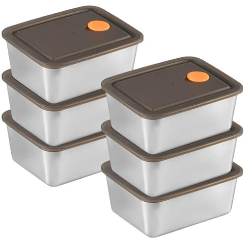 6 Stück Aufschnittboxen für Kühlschrank Edelstahl Lebensmittel Aufbewahrungsbox,500ml Frischhaltedosen mit Deckel Stapelbar Wiederverwendbar Gefrierdosen für Geschirrspüler Fleisch Käse Wurst ect
