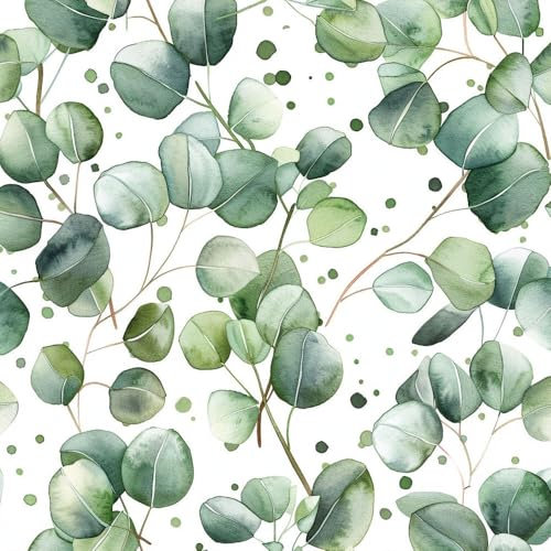 Klebefolie Möbelfolie Tapete Aquarell Eukalyptusblätter Hellgrün Mustertapete Klebefolie Möbel Tapete Kinderzimmer Muster Dekofolie Möbelfolie Selbstklebend Wand Tapeten Wohnzimmer Schrankfolie Klebe