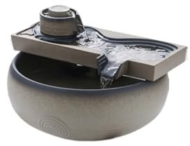 LIBANGRONG-888 Fontana da Interno Cascata Fontana da Tavolo Rilassante in Pietra Naturale con umidificatore a Nebbia, Ruota idraulica circolante Fontana d'Acqua da Tavolo