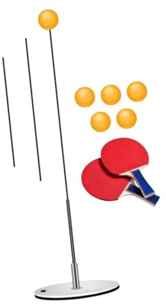 pistro Kit d'entraînement de tennis de table avec balles de ping-pong et pagaies - Exerciseur haute résilience portable réglable en hauteur - Tige souple élastique pour la pratique en intérieur