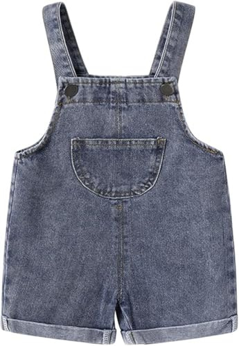 AOOPOO Bebè Bambini Ragazzi Pantaloncini Corti in Denim Estivi dal Taglio Ampio per Neonati e Bambini, Pantaloncini Jeans Strappati, Salopette morbide Pantaloncini con Bretelle, 3 Mesi-5 Anni