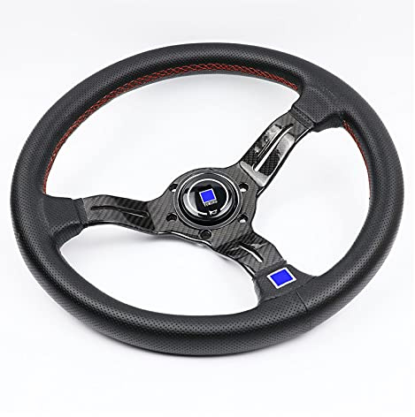 Volante Sportivo, Volante Auto Universal 14inch / 345mm Real fibra di carbonio in fibra di carbonio Volante Volante Volante Drift Sport Sterzo(2)