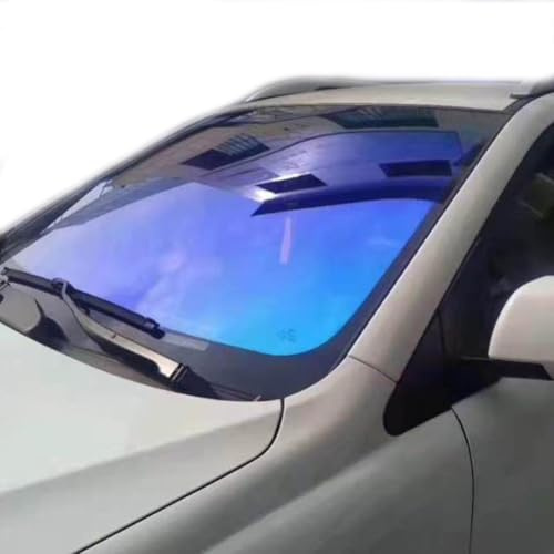 Alvorox Bleu caméléon VLT 67% Vitres teintées pour Voiture, Film de Pare-Brise, Feuilles de Protection de Verre Solaire, Changement de Couleur Bleu-Vert (75x150cm)