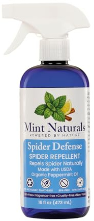 Natural Spider Repellent Spray - USDA Organic Peppermint Oil - Indoor and Outdoor Spider Deterrent for Home & Office - Non-Toxic & Plant Based, 16 oz - Made in USA by Mint Naturals
