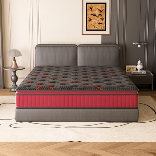 TEENO Matelas 30 cm, Matelas à Ressorts, 140x190 cm, Mousse à Mémoire de Forme, Zonage Ergonomique 7 Zones, Ressorts Ensachés, Hybride,Multifonctionnel, Respirant et évacuant l'humidité (140-190-30)
