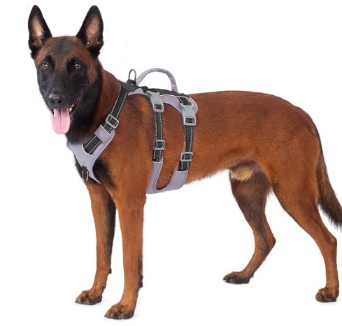Huntboo Sicherheitsgeschirr Hund Ausbruchsicher, Panikgeschirr für Hunde, Reflektierendes Geschirr Hund mit Griff, Verstellbare Hundegeschirr für kleine, mittelgroße und große Hunde (Schwarz,XL)