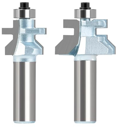 2pcs Tongue and Groove Router Bit Set 12mm 1/2 Inch Shank V Notch Wainscotting Boards Panel and Flooring Matched Woodworking Milling Cutter(12.7mm)