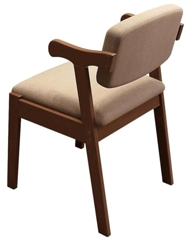 Sillas de comedor de madera maciza de nogal con respaldo, esquinas redondeadas, tapicería de lino de algodón, elegante sillón de cocina y comedor, cómodo sillón de comedor