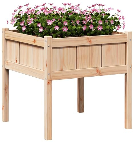 vidaXL Trädgårdsplanterare Natur 70 x 70 x 70 cm Massiv furu, Trädgård och terrass, fyrkantig, rustik, förvandlar utomhusytor till lugna tillflyktsorter för avkoppling och njutning