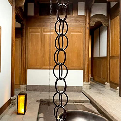 Regnkedja Regnvattenkedja/Avledningsvatten/Kedjelänk, Takavvattning Regnkedjor Ersättningsstuprör För Hängrännor, Ring Yard Villa Home Display,Style2-100cm (3ft)