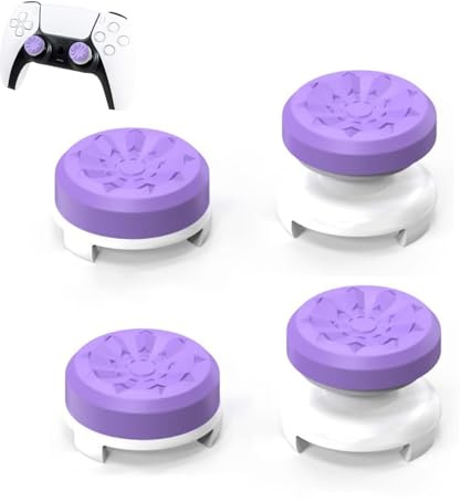 SIXHAOBU 4 Piezas Tomas de Pulgar Thumbsticks, Silicona Joystick Grips Caps para PS4 Controller y para PS5 Controller Controller y Reducir Pulgada Fatiga Varillas de Alto Rendimiento, Morado