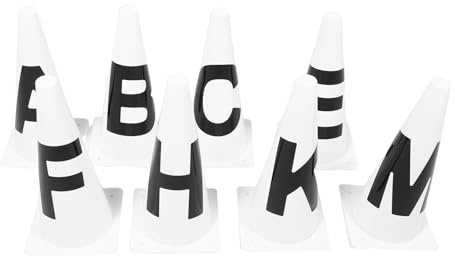 BESPORTBLE Set 8 Coni Agilità Calcio 32cm Lettere Colorati, Marcatori per Campi da Gioco per Allenamento Sportivo e Adulti, Resistenti Condizioni Esterne per Esercizi di Agilità e Giochi