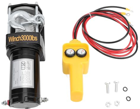 Zhjvihx Kit Verricello Elettrico 12V 3000lbs, Motore da 1KW a Forte Torsione per Veicoli Fuoristrada, con Telecomando Wireless e Blocco di Sicurezza, Antiruggine per Traino di Rimorchi