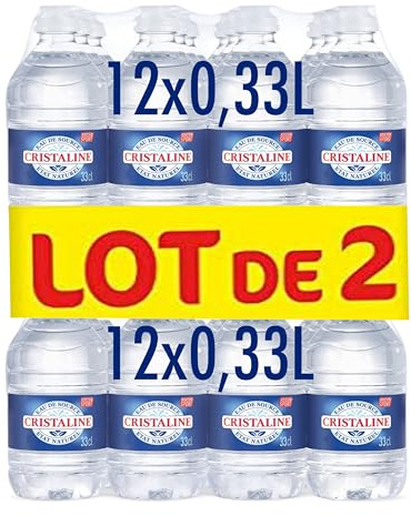 Eau Cristaline 33cl - Eau de source - Lot de 2x12 Bouteilles - Pack Economique
