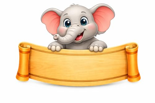 Targa Personalizzata con Nome in MDF – Elefante Cartoon – Targhetta Decorativa per Cameretta Bambino e Neonato – Regalo Nascita, Battesimo, Compleanno